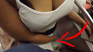 Unknown Blonde Milf with Big Tits Started Touching My Dick in Subway ! That's called Clothed Sex?